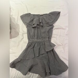 Love Shack Fancy black & white off the shoulder dress